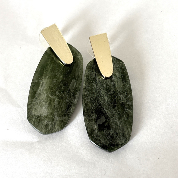 Kendra Scott Aragon Sage Mica Gold Tone Drop Earrings - Picture 1 of 6